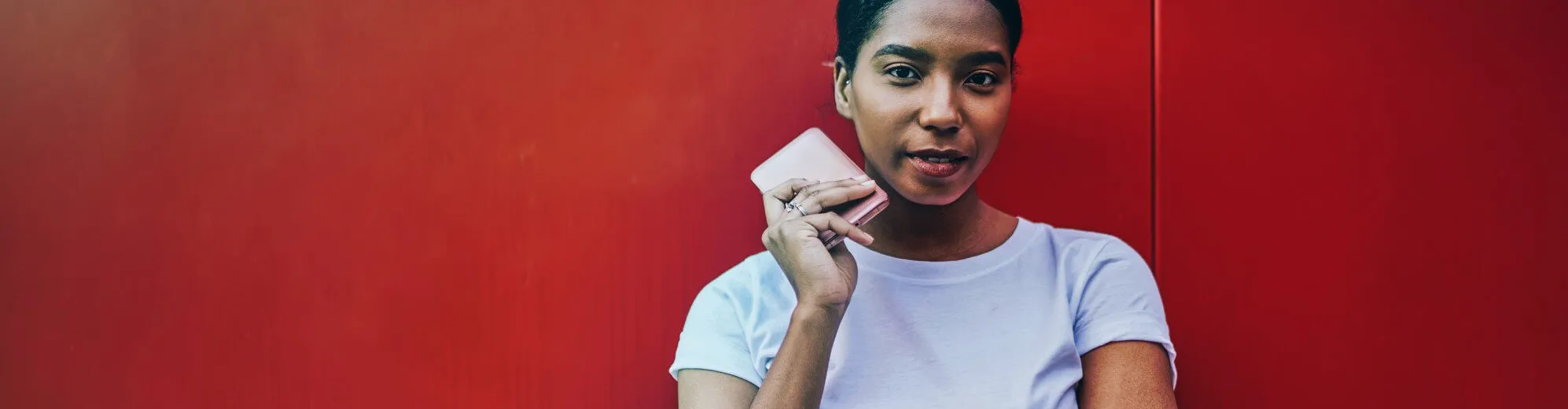 woman holding a phone